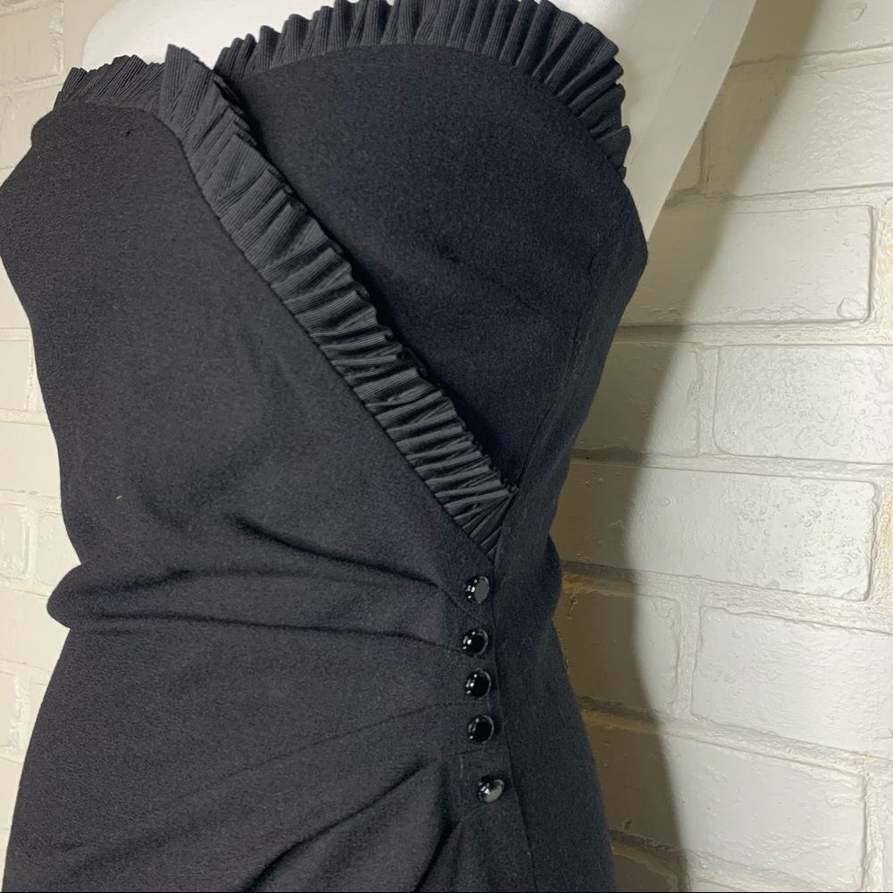 Paul & Joe's Strapless Black Wool Crepe Cocktail Mini Sweetheart Dress Women 6 - Picture 7 of 14